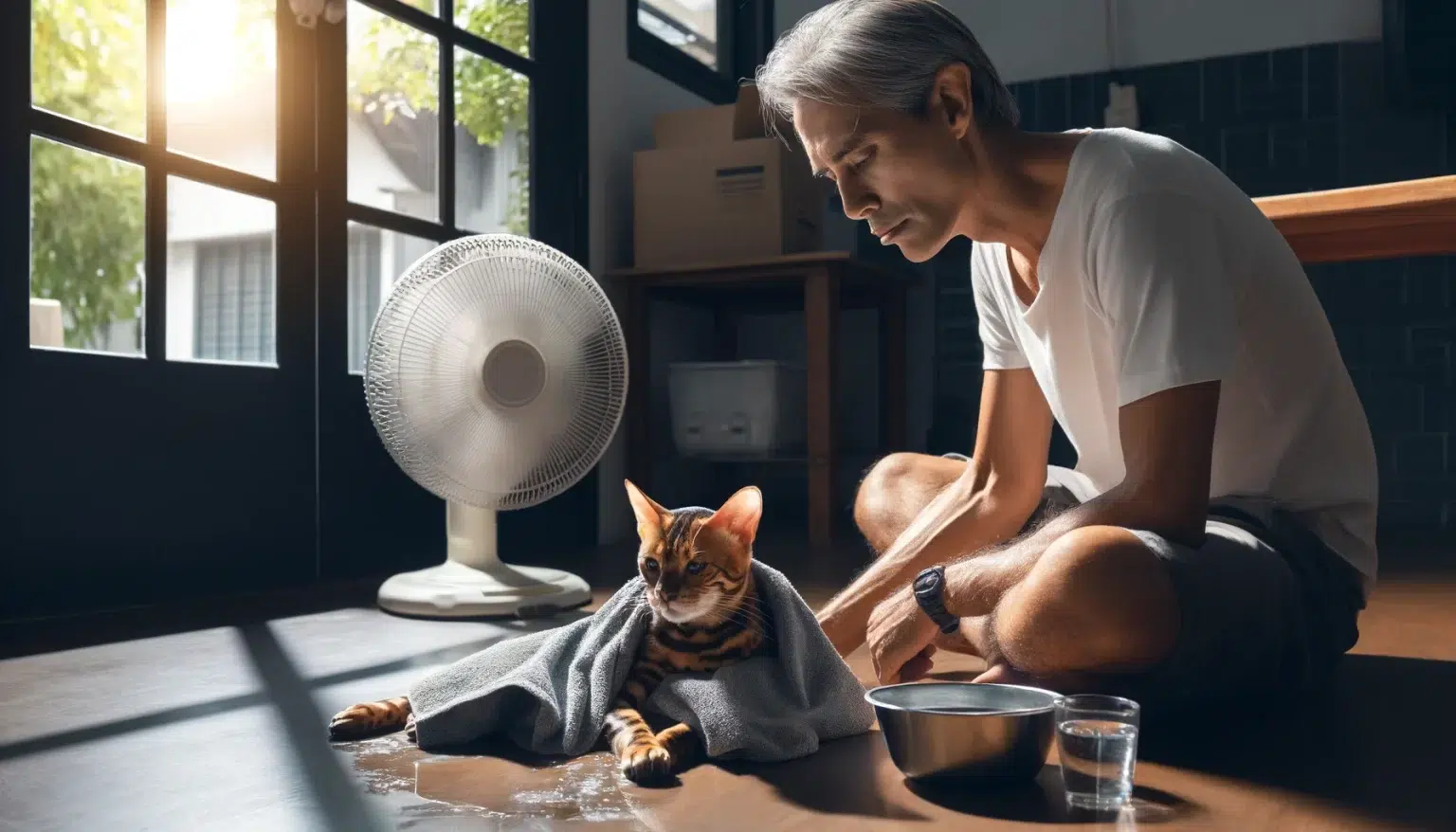 Los gatos Bengalíes pueden ser especialmente susceptibles a los golpes de calor debido a su alta actividad y pelaje corto. Los síntomas de un golpe de calor en gatos incluyen jadeo excesivo, letargo, babeo y dificultad para respirar. Si notas alguno de estos signos en tu gato, es crucial actuar de inmediato para evitar complicaciones graves. Primero, lleva a tu gato a un lugar fresco y sombreado. Coloca toallas húmedas y frías en su cuerpo, especialmente en las patas y la cabeza, para ayudar a reducir su temperatura corporal. Ofrécele agua fresca para que pueda hidratarse, pero no lo fuerces a beber si no quiere. Además de estos primeros auxilios, consulta a un veterinario lo antes posible. El golpe de calor puede causar daños internos significativos y requiere atención médica urgente. Mantén la calma y sigue las instrucciones del veterinario para asegurarte de que tu gato reciba el tratamiento necesario. Para prevenir los golpes de calor, evita que tu gato Bengalí esté expuesto a altas temperaturas por períodos prolongados y asegúrate de que siempre tenga acceso a agua fresca y lugares frescos para descansar. Vigila su comportamiento durante los días calurosos y toma medidas preventivas para mantenerlo seguro y cómodo.