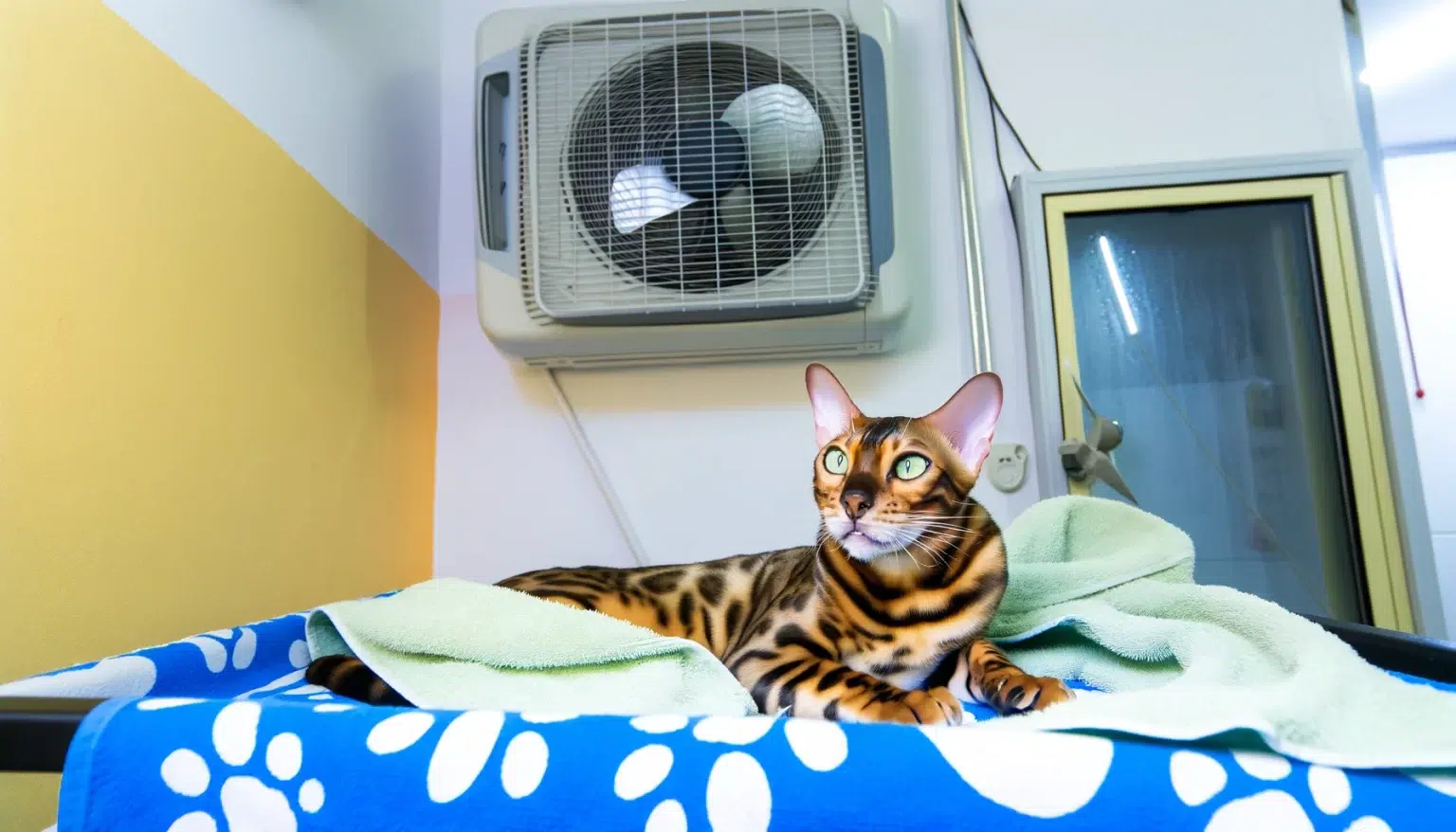 Los gatos Bengalíes son más sensibles al calor que otras razas debido a su pelaje corto y su alta actividad. Es fundamental proporcionarles lugares frescos y sombreados donde puedan refugiarse. Las habitaciones con aire acondicionado o ventiladores pueden ser especialmente útiles en los días más calurosos. Además, colocar toallas húmedas en su cama puede ayudar a mantenerlos frescos. Crear un "refugio fresco" con una caja y toallas frías también puede ser una solución simple y efectiva.