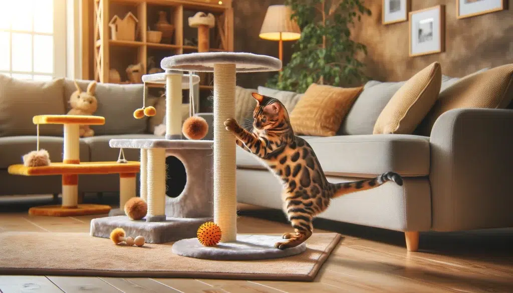 Uso de Rascadores y Árboles para Gatos